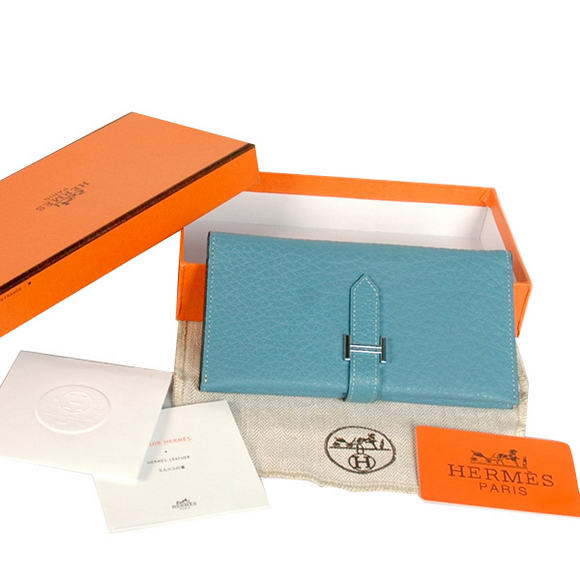 High Quality Hermes Bearn Japonaise Original Leather Wallet H8033 Blue Fake